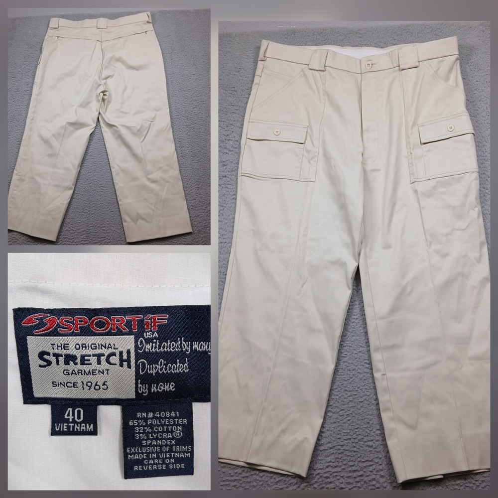 Sportif USA Stretch Cargo Pants Men's 40 Khaki Classic Fit Outdoor Travel‎